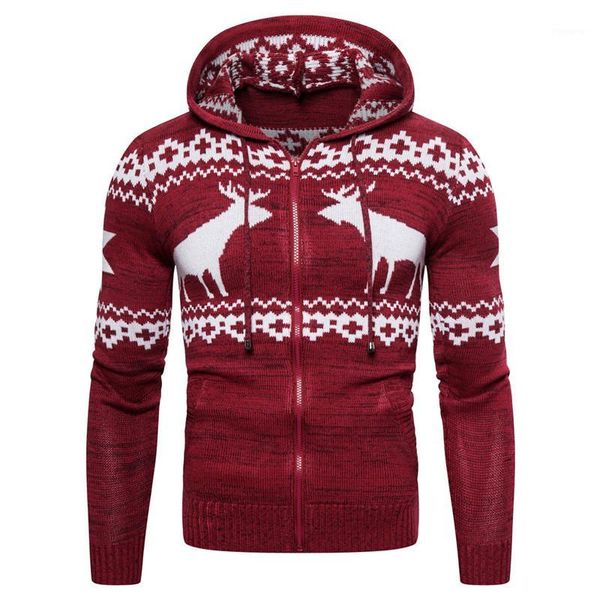 

olome christmas sweaters men print zipper sweatercoats mens winter warm thicker cotton wool cardigan male casual sweater jackets1, White;black