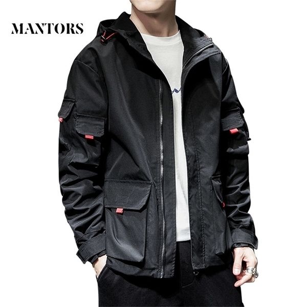 

new jacket men spring autumn casual solid zipper bomber jackets streetwear overcoat baseball mens thin pilot hooded jacket 201123, Black;brown