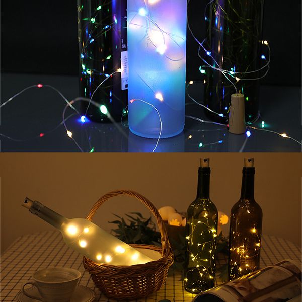 Vendita calda Bottiglia di vino Luci di sughero Stringa 2M 20 Luci a LED Alimentazione a batteria per la festa di nozze Capodanno Natale Halloween Bar Decor Lights