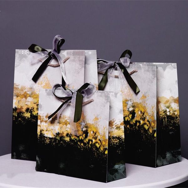 

стобан 5 шт. защитный бумажный сумка подарочная выпечка пекировка упаковка упаковка новый год подарочная ручка сумка с лента маслом картина