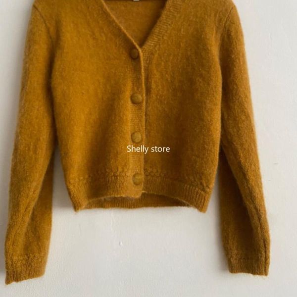 

women sweater 2021 autumn and winter new mohair long-sleeved classic new color cardigan women, White