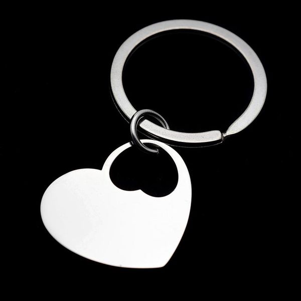 

high polished stainless steel double heart blank dog tag charm key chain pendant necklace 60cm long, Silver