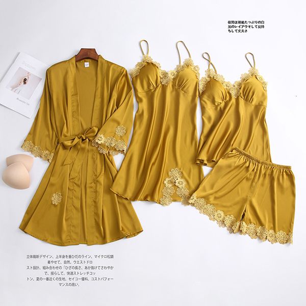 

2021 new sets of spring pajamas solid silk elegant women thin nightwear sweater ladies homewear pyjamas dd6a, White