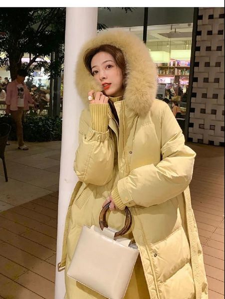 

2021 new winter coat fashion woman parkas over-the-knee long korean style big waist-long goatee female jacket 3qil, Black