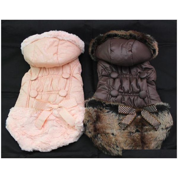 

dog winter warm coat hoody buttons&bow pet puppy jacket clothes 6 sizes gzyvo