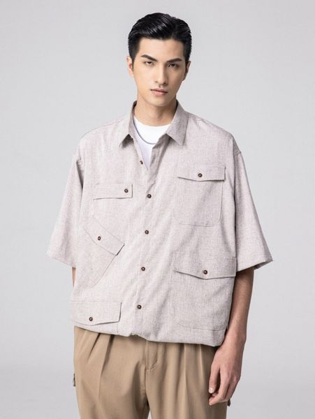 

men pocket detail button up shirt n45z#, White;black