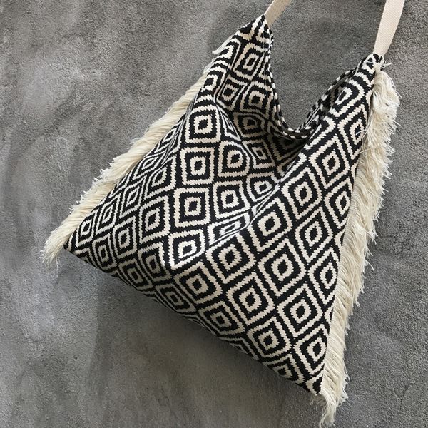 

bohemian tassel women shoulder bags wide strap cotton lady crossbody bags large capacity totes female big shopper purses 2020 c1016