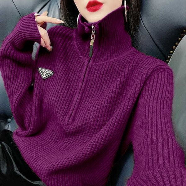 

winter 2021 new autumn women knitted shirts turtlenecks thick sweater plus girl size loose high street jumper 6hck, Black;brown