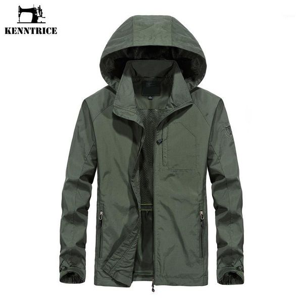 

kenntrice new men jacket hooded thin mens coat autumn waterproof windbreaker slim outerwear vintage mens clothing1, Black;brown