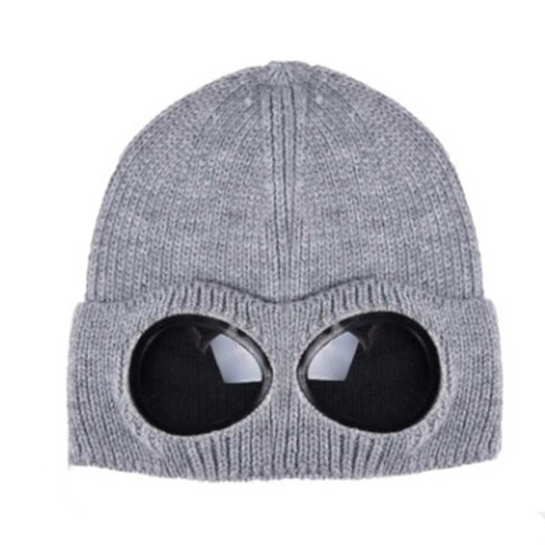 

зима двойной ткани теплых skullies и шапочка лыжа шапка с ветровка очки для мужчин и женщин твердого вязания шапочки колпачка