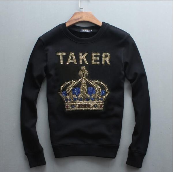

streetwear drill men hoodies sweatshirts fashion winter hip hop black hoodie diamond stone sweatshirt