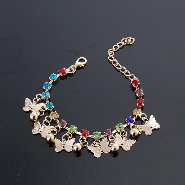 

link, chain kleeder cute children beautiful butterfly charm bracelet for girls kids hand colorful friend women's beach bracelets, Black