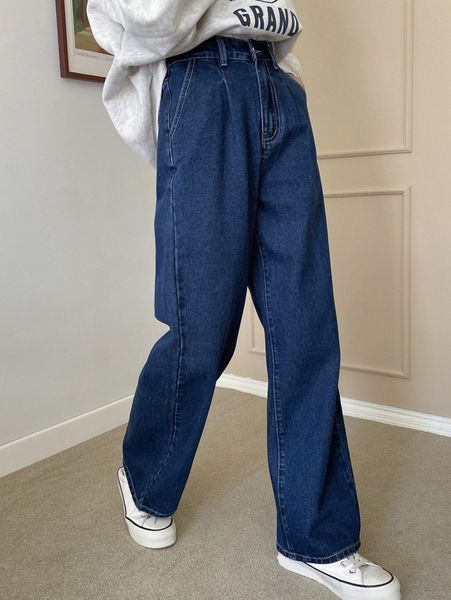 

dazy high waist slant pocket jeans 369b#, Blue