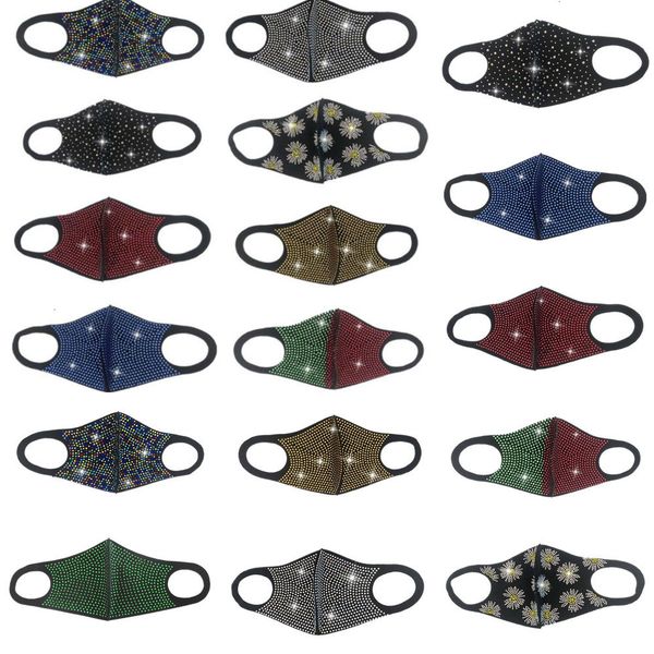 

bling diamond fashion protective mask bling dustproof pm2.5 mouth masks washable reusable women colorful rhinestones face mask p ik23