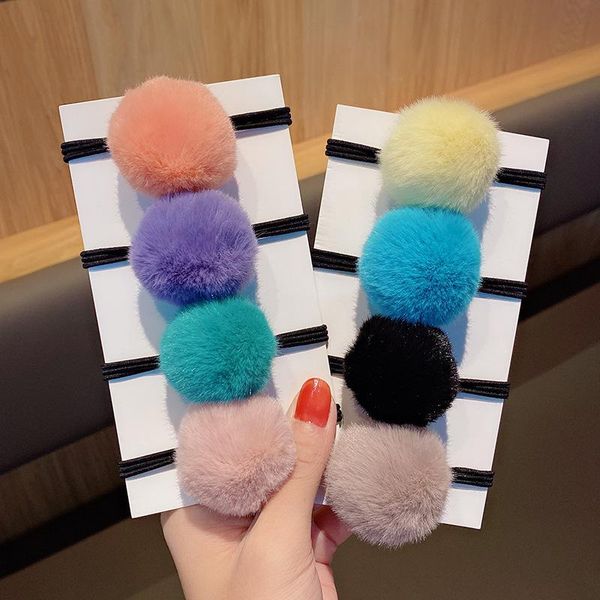 

cute pom ball elastic hair bands ponytail holder for women girl pompom rubber ropes gums scrunchies headwear hair accessories h wmtqfy