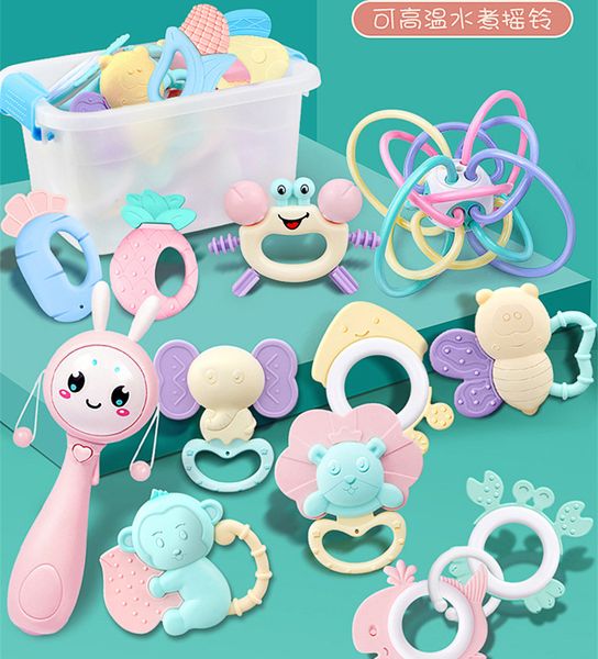 

baby toys 0-1 year old baby hand rattle gum newborn kids early education molars boiled bed bell set gifts