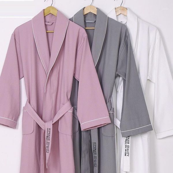 

new 100% pure cotton material plain color bathrobes robe l pajamas sauna clothes waffle sleepwear water absorption1, Black;red