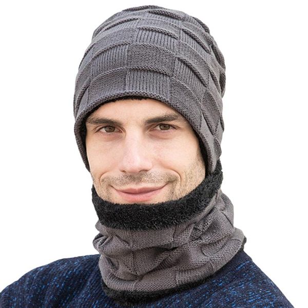 

hats, scarves & gloves sets 2pcs/set ski cap and scarf cold warm winter hat for women men skullies beanies set, Blue;gray