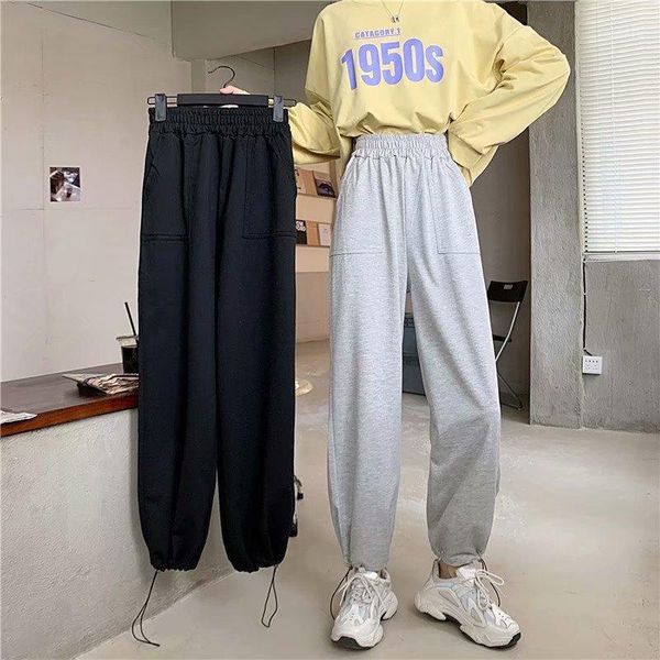 

2021 new sports pants female autumn winter thick loose-fitting may tappered slimming wild casual straight pants ins it girl1, Black;white