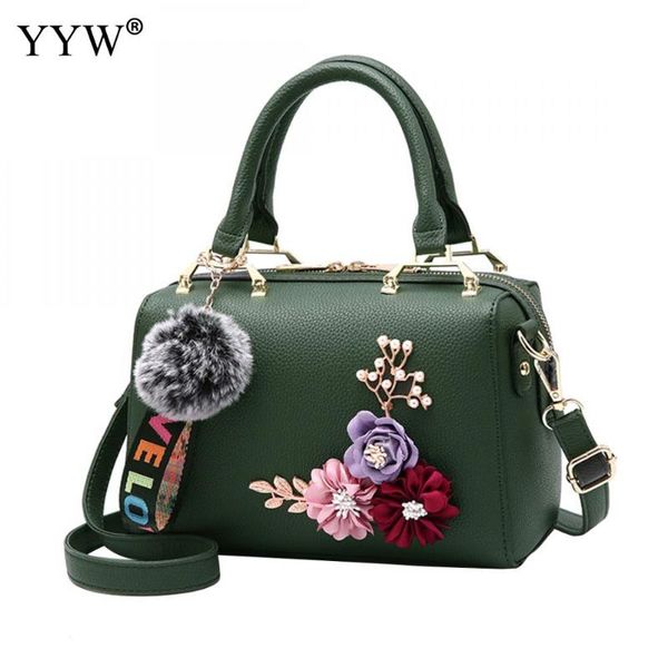 

fashion women handbags flower pu leather totes bag handle embroidery crossbody bag shoulder lady simple style hand bags