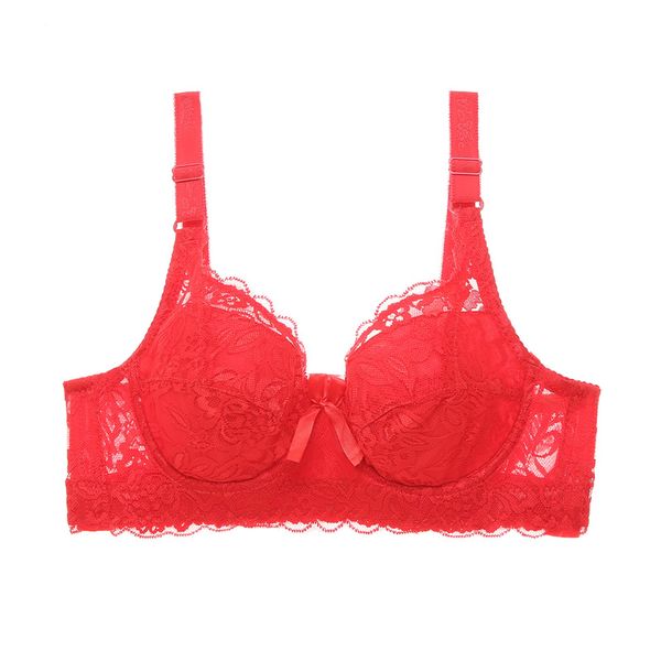 

women lace bra bandage push up bras lady lingerie underwire bras large size women's underwear 2020, Red;black