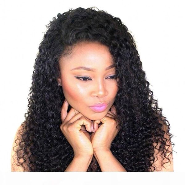 

glueless lace front wigs virgin brazilian kinky curly full lace wigs swiss lace human hair wigs, Black;brown