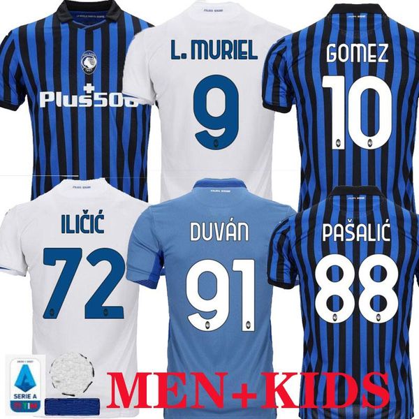 

atalanta soccer jerseys 21 gomez .muriel ilicic 2020 2021 pasalic football shirt home away third men kids kit de roon duvan uniform, Black;yellow