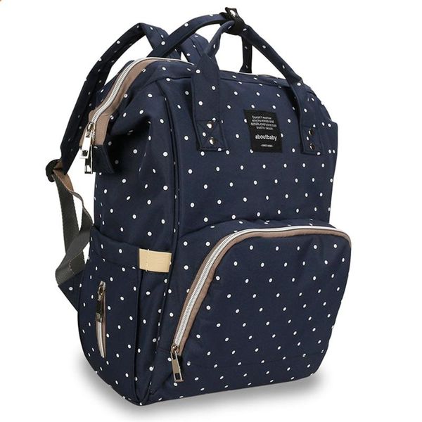 

large spot blue baby diaper bag mother travel backpack designer nursing bag mummy baby nursing backpack bottle fix pockets