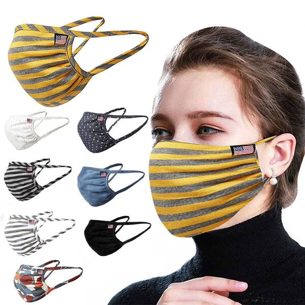 

thin breathable fashion summer striped cotton face designer mouth outdoor dustproof protective mask 8 colors hh9-3149