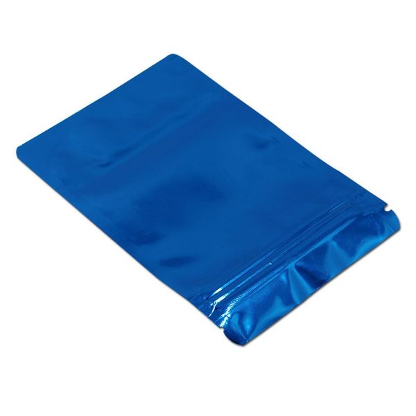 

stand up smooth surface blue aluminum foil zipper package bag resealable zip lock mylar foil tea nut storage pack bag 100pcs lot h bbytey