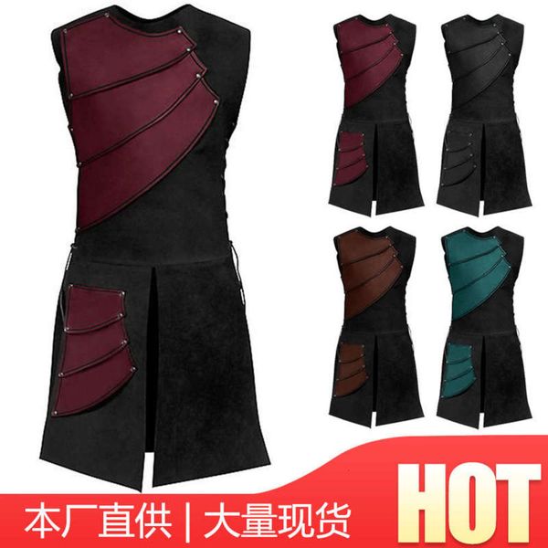 

medieval sleeveless spring men's 2019 new patchwork vest, Black;gray