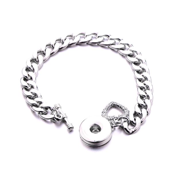 

snap button bracelet jewelry vintage silver color heart hook bangle fit 18mm snaps buttons diy for women men noosa s100, Golden;silver