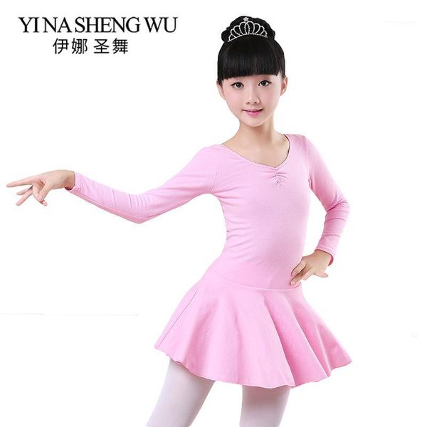 

short/long sleeve children ballet dance practice costume girl pure cotton bowknot ballet dance dress openable crotch pure cotton1, Black;red