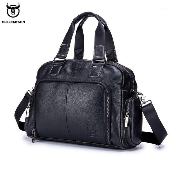 

bullcaptain men's leather briefcase can be used for 14-inch lapbusiness shoulder messenger handbag leisure travel bags1