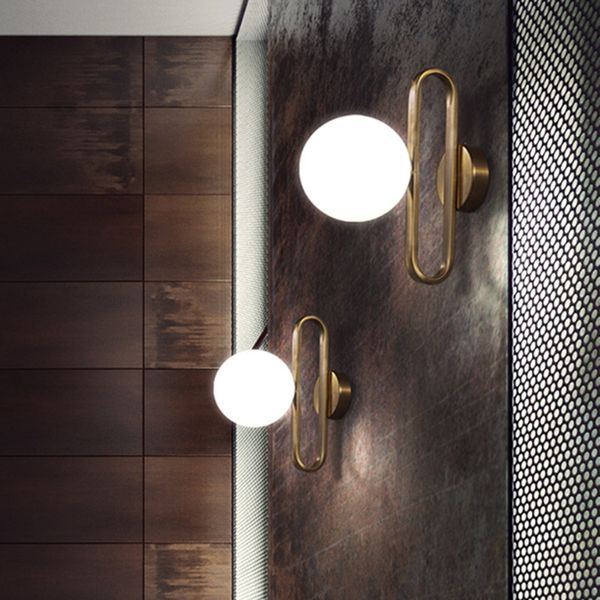 Acquista Lampada Da Comodino Da Comodino Con Sfera Di Vetro Nordica Moda Retrò In Ottone Molecola Design Cucina Foyer Studio Illuminazione Interna A Led Decorativa