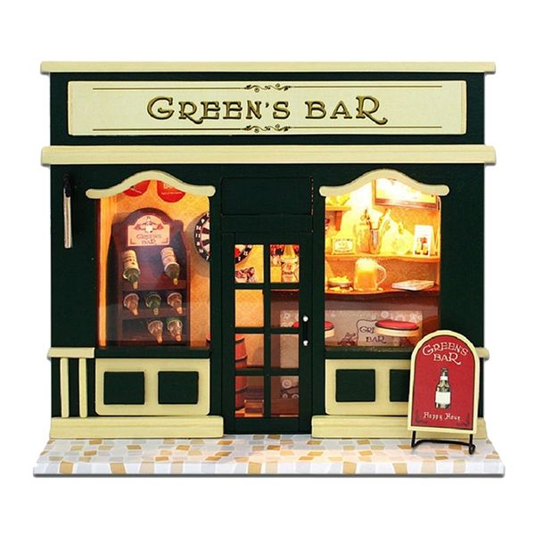 

interesting cabin green's bar house 3d assembly diy household creative house kit y200413