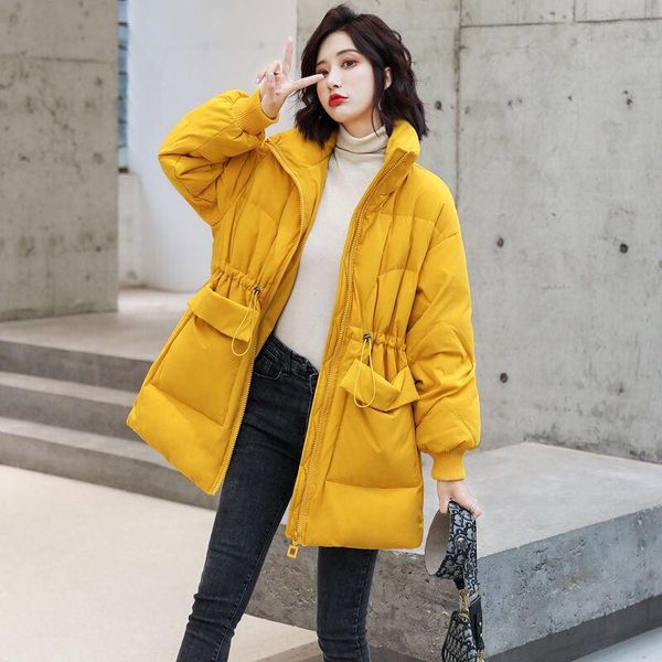 

women 2020 winter stand collar solid down coat female loose oversized casual parka new fashion thick warm jacket outerwear l777, Black