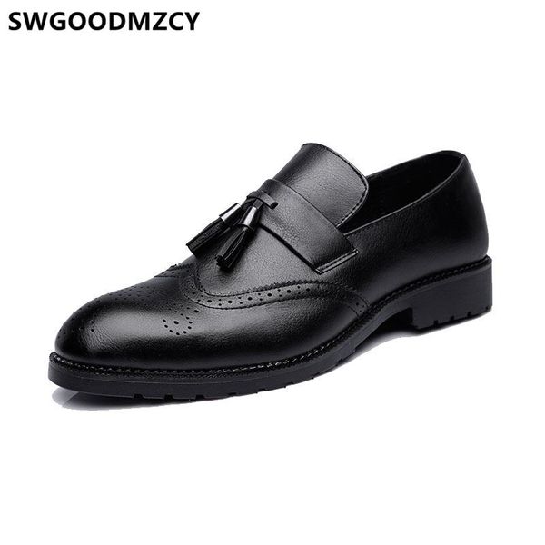 

партийная обувь мужчины классического brown dress броги мужчины формальной coiffeur мокасины мужского управление кожа sepatu поскользнуться, Black