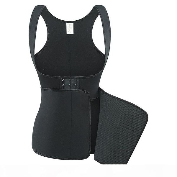 

body shaper women belly control slimming corset underbust sauna vest black double layer neoprene shapewear waist trainer plus size, Black;white