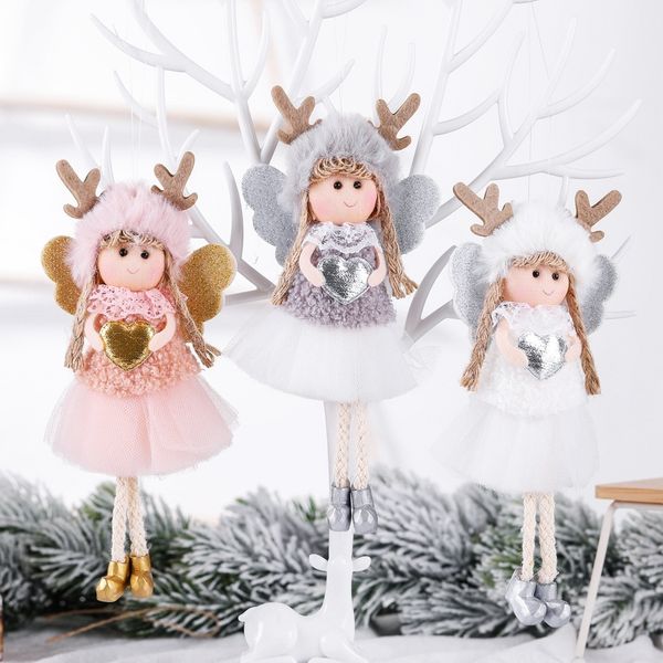

angel cute girl home antlers decor plush tulle skirt doll christmas tree pendants ornaments new year kids gift