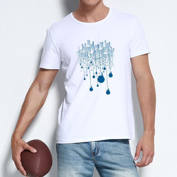 

light bulb t-shirt youth leisure short sleeve base shirt men's wear, White;black