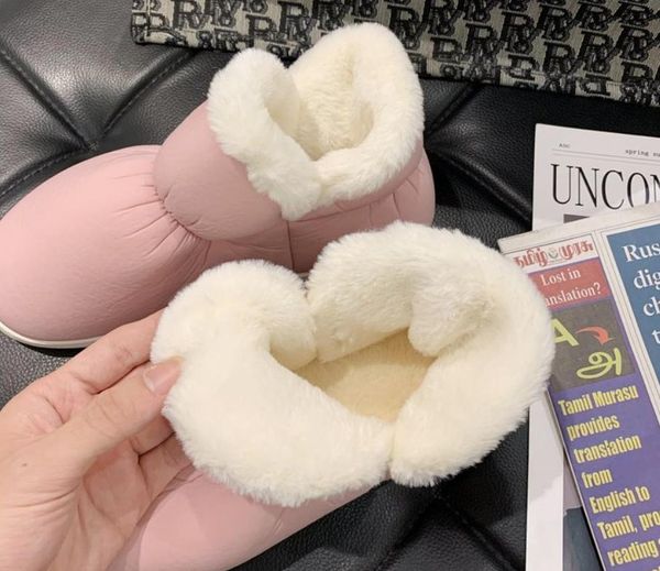 

comfortable winter warm short plush men women cotton shoes non-slip waterproof plus velvet ankle boots snow shoes, Black