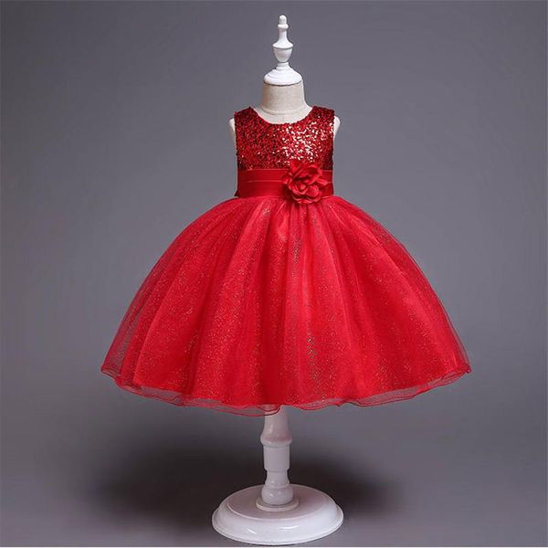 

girl's dresses 2021 girls dress flower princess party child birthday wedding baby tutu children's clothing ceremony, Red;yellow