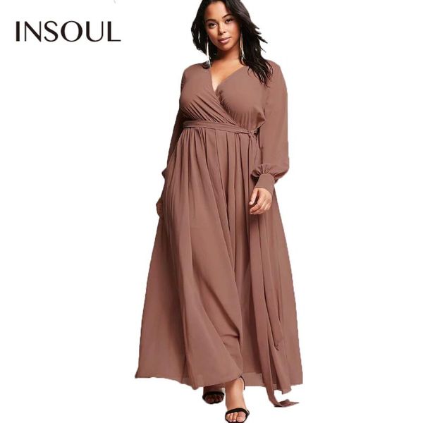 

party dresses insoul women plus size surplice maxi dress wrapped long sleeve v neck female bohemian vestidos empire lace up big, White;black