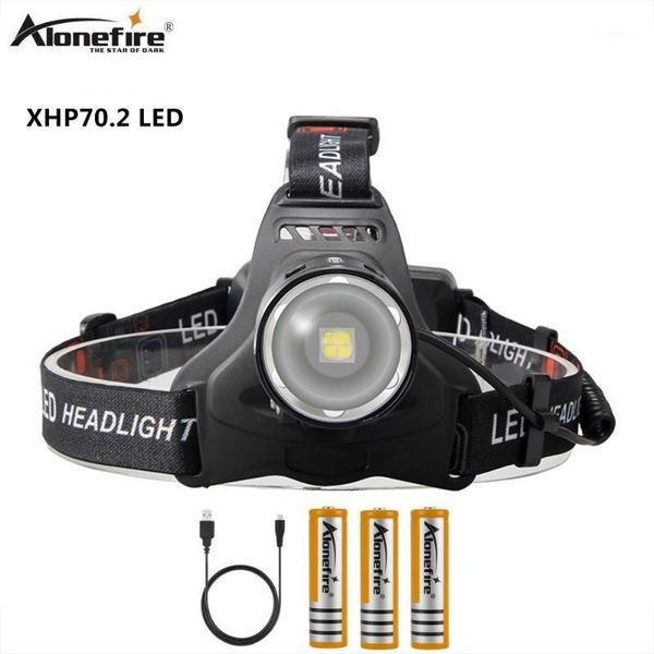 

alonefire hp37 50000lums usb rechargeable led headlamp xhp70.2 led head light lamp lantern 18650 battery fishing1