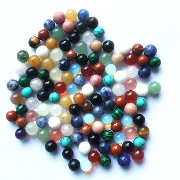 

new fashion round natural &synthetic stone ball beads no hole beads for diy jewelry making beads 6-7mm 100pcs 200930, Black