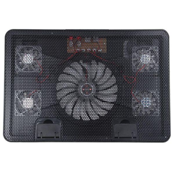 

na ju lapcooler pad 14" 15.6" 17" with 5 fans 2 usb port slide-proof stand notebook cooling fan with light