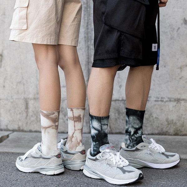 

couples men and women socks cotton colorful vortex tie-dye harajuku hiphop skateboard funny happy tube sox new fashion1, Black