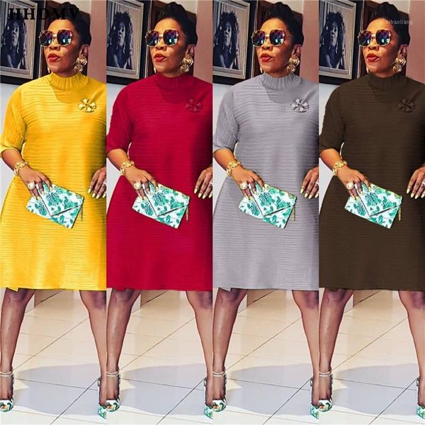 

casual dresses hhdmv 2021 women high street style short long sleeve round neck pure color loose knee-length dresses1, Black;gray