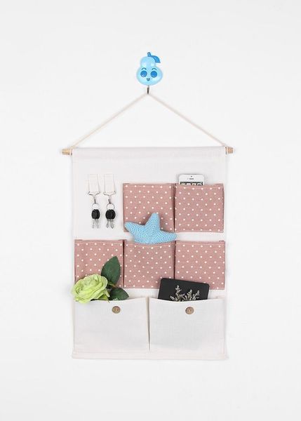 

linen/cotton fabric over wall door closet window hanging storage case organizer bag muti pocket1